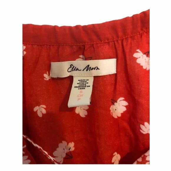 🛒 $8 - Red Short Ruffle Sleeve Front Tie Boho Top Size Small NWOT - Picture 5 of 5